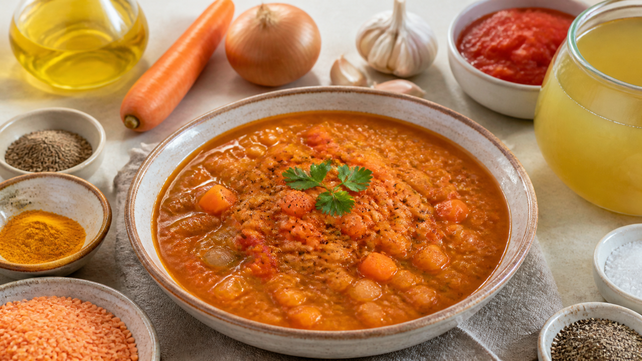Sättigende Linsen & Gemüsesuppe