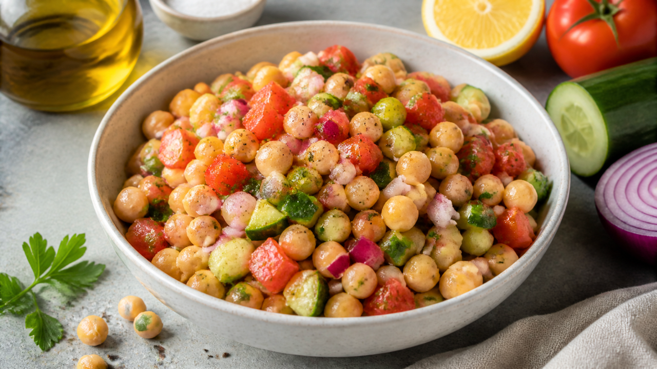 Frischer Kicherbeersalat