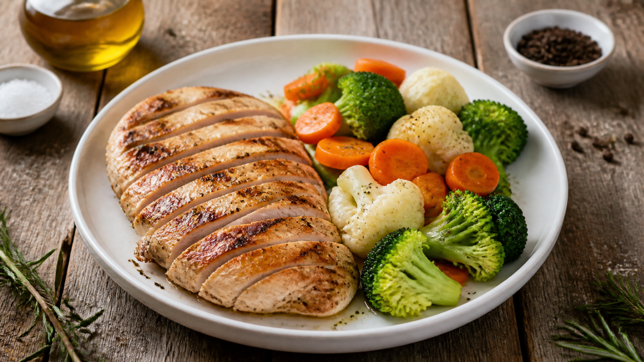 Gegrilltes Hähnchen mit Gemüse
