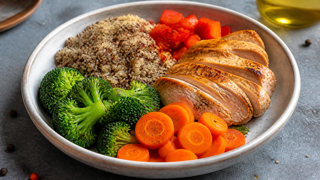 Proteinreicher Hähnchen- und Gemüse-Bowl