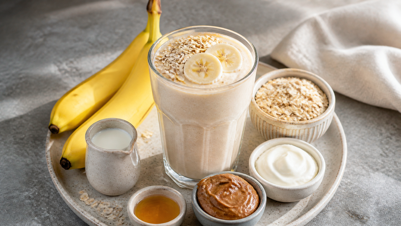 Tropischer Hafer- und Bananensmoothie