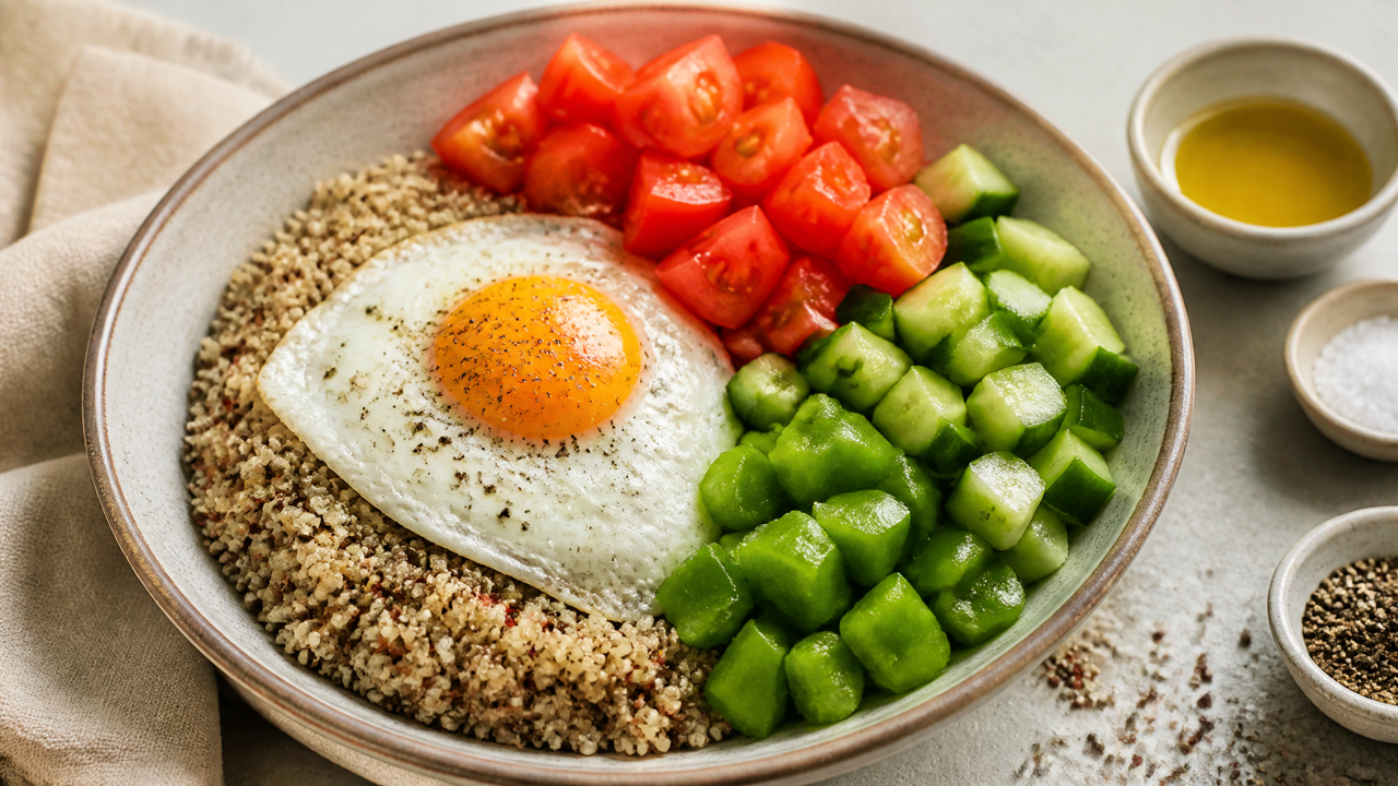 Nahrhaftes Quinoa- und Gemü frühstück