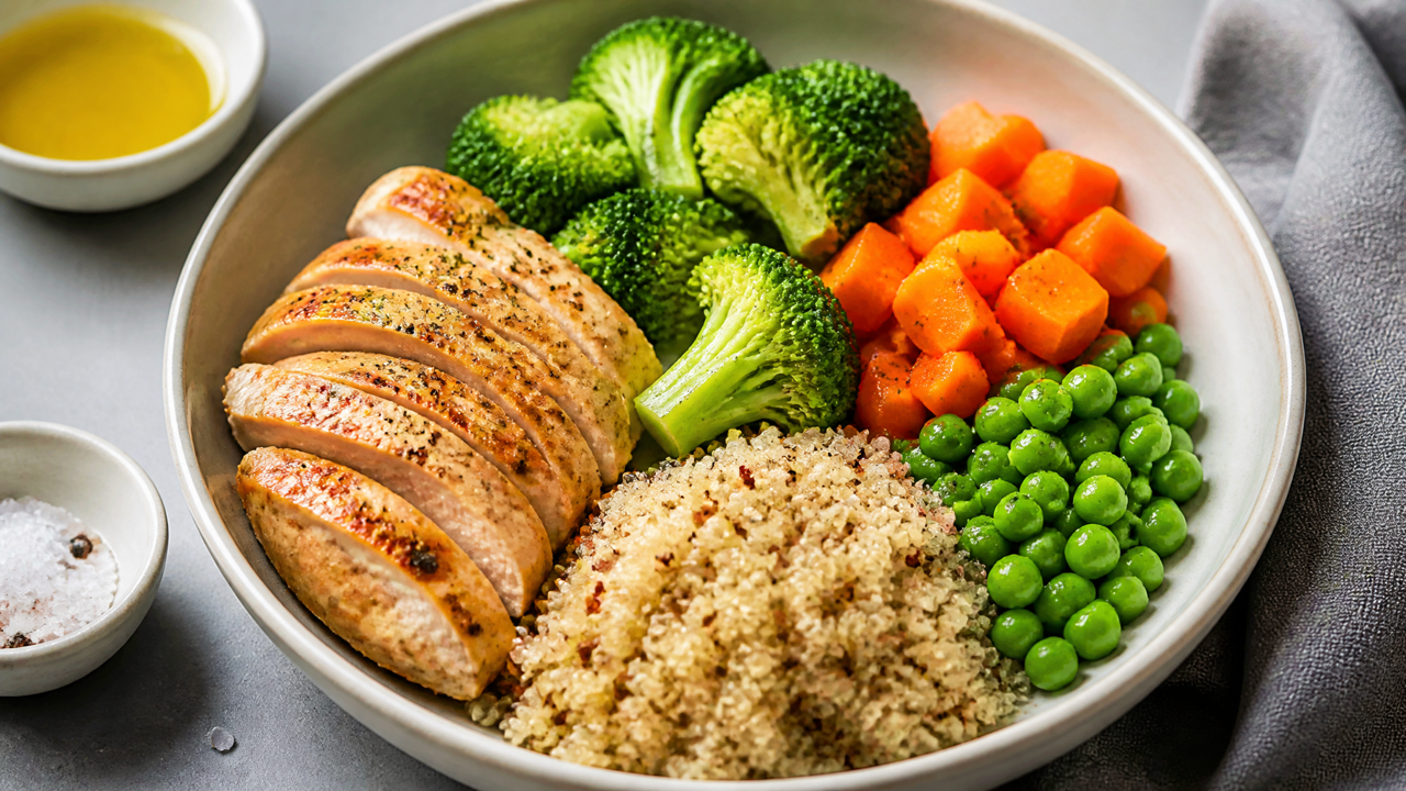 Nahrhafte Hähnchen-Quinoa-Schüssel