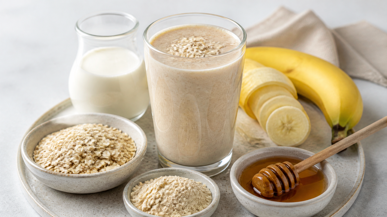 Proteinreicher Bananen-Hafer-Smoothie