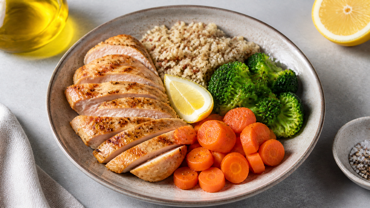 Proteinreicher Quinoa-Hühnchen-Bowl