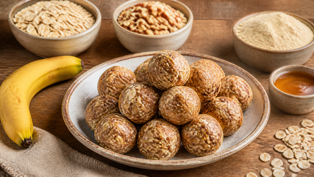 Nuss- und Hafer-Protein-Energie-Bälle