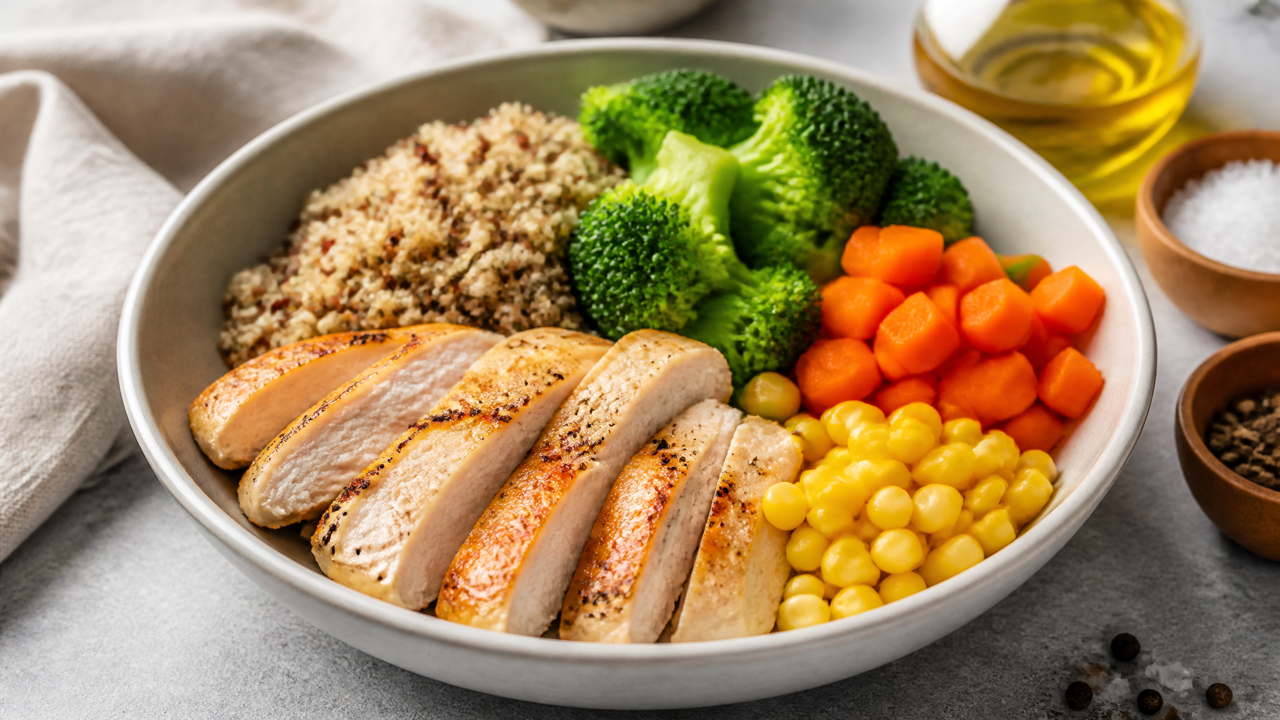 Schmackige Quinoa- und Hühnchen-Schüssel