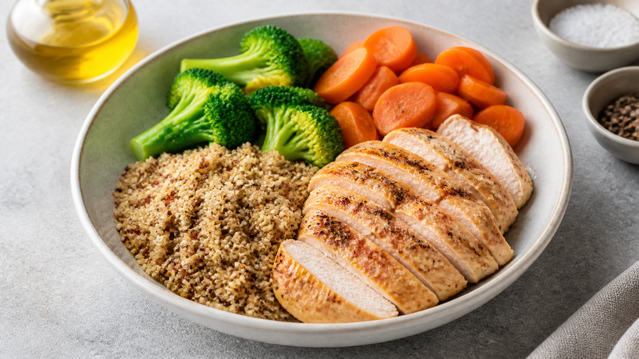 Nährstoffreiches Hühnchen-Quinoa-Bowl