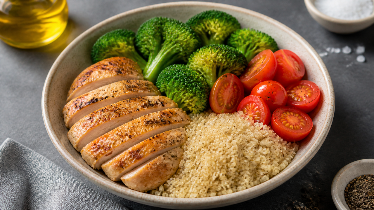 Nährstoffreiche Hühner-Quinoa-Schüssel