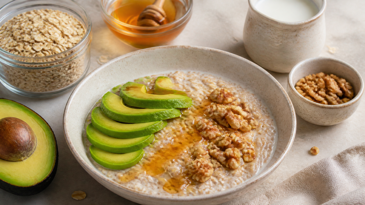 Hochprotein-Frühstück mit Avocado und Hafer
