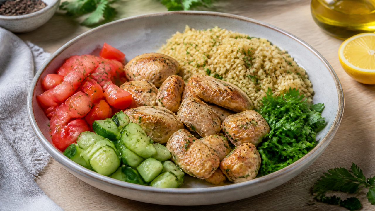 Gewürztes Hähnchen und Bulgur-Salat