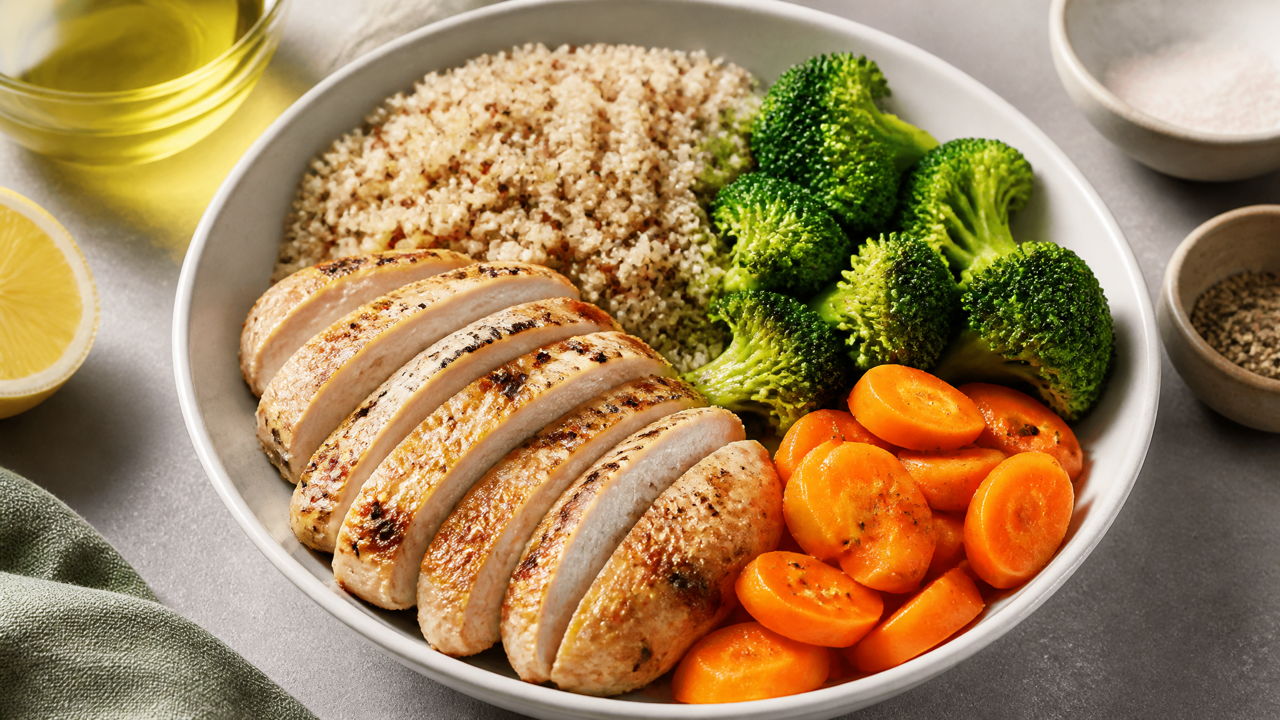 Proteinreiche Hähnchen-Quinoa-Schale