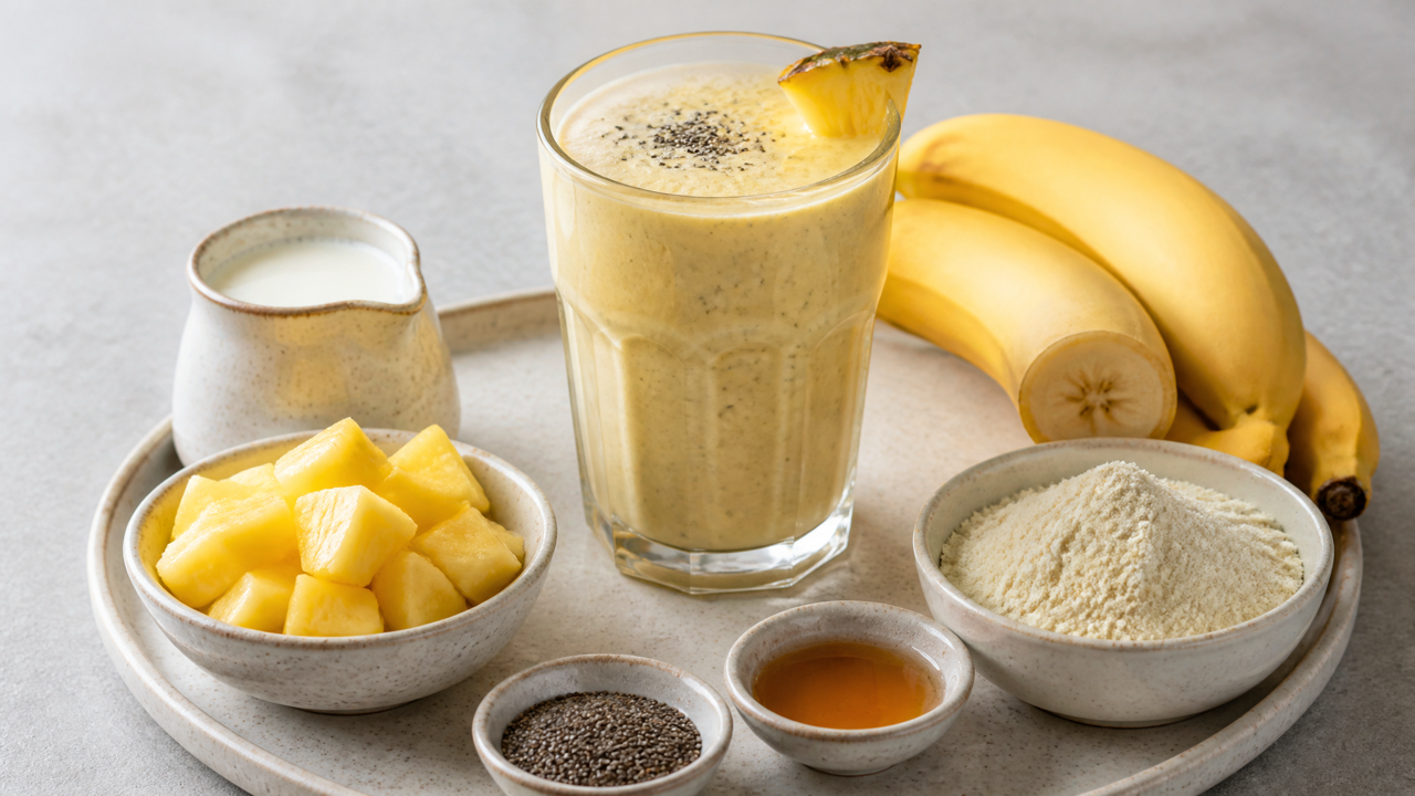 Tropischer Ananas-Bananen-Shake