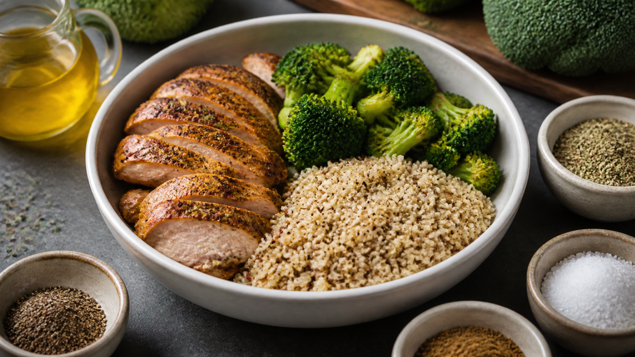 Würziges Hähnchen und Quinoa Gericht