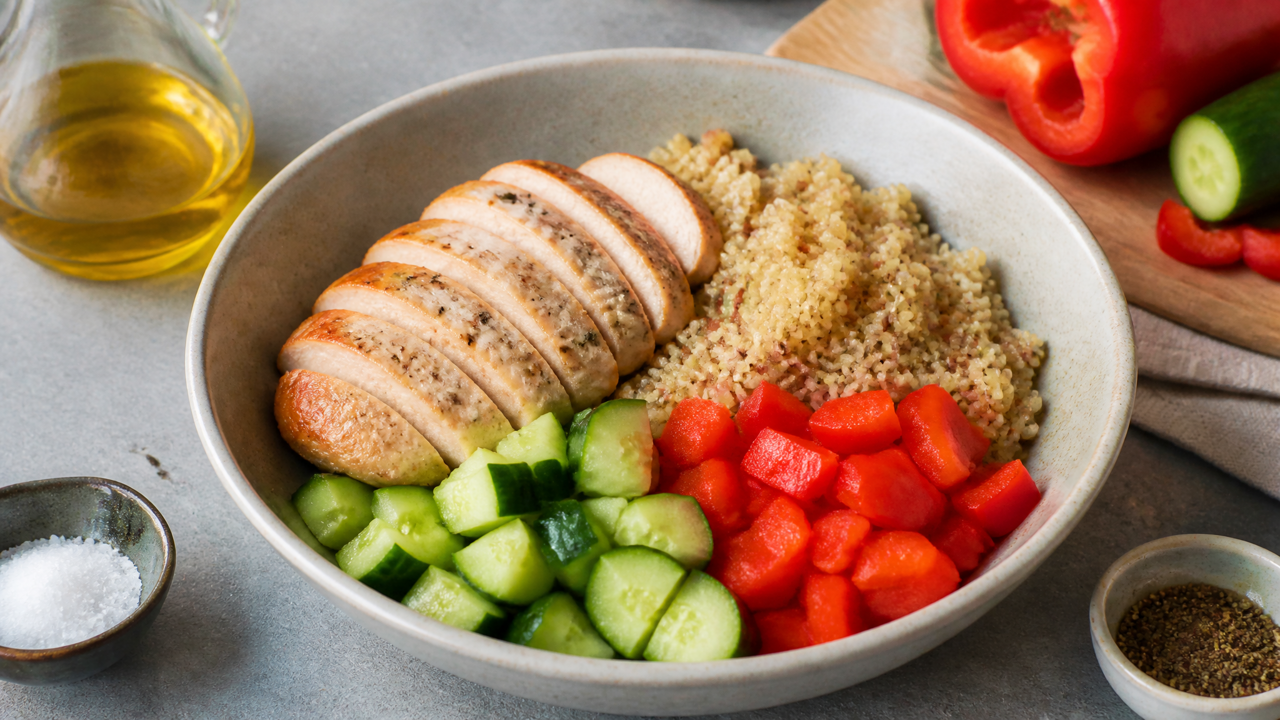 Einfacher Hühnchen-Quinoa-Bowl