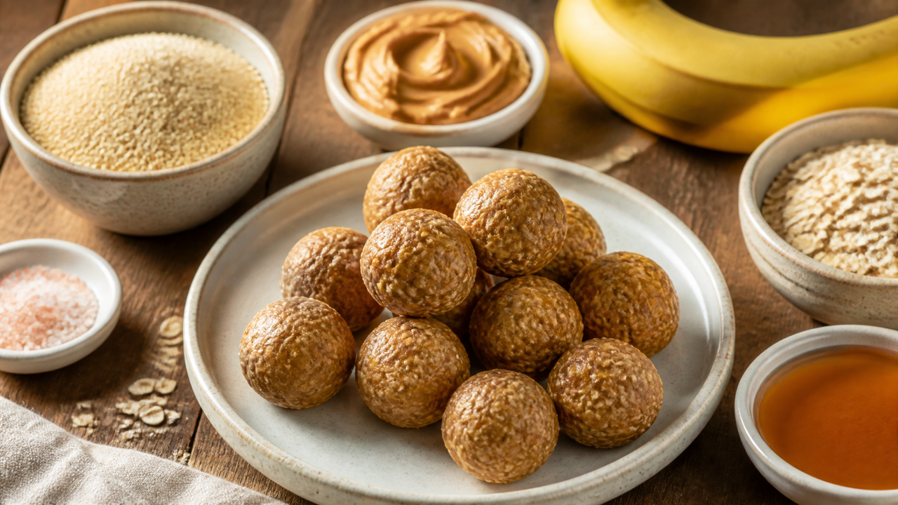 Erdnussbutter-Bananen-Quinoa-Energie-Bälle