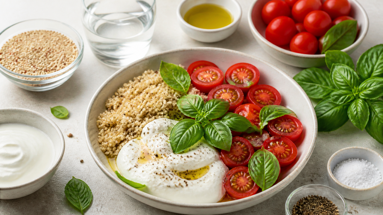 Proteinreiche Quinoa-Frühstücksschüssel