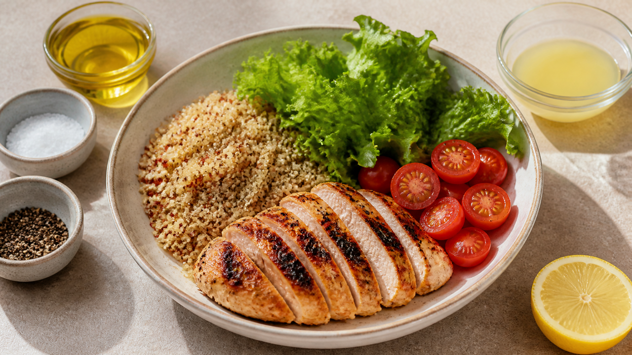 Gegrillte Hähnchen-Quinoa-Schüssel