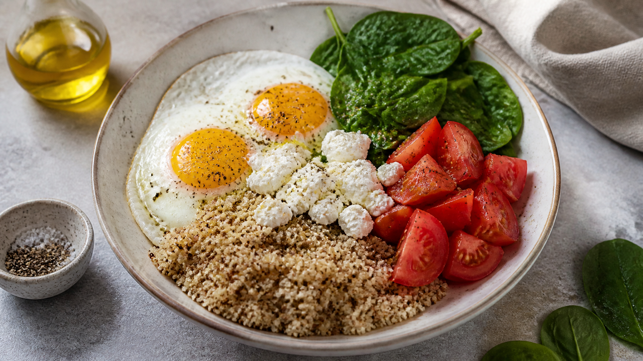 Hoher Protein Quinoa und Eier Schüssel