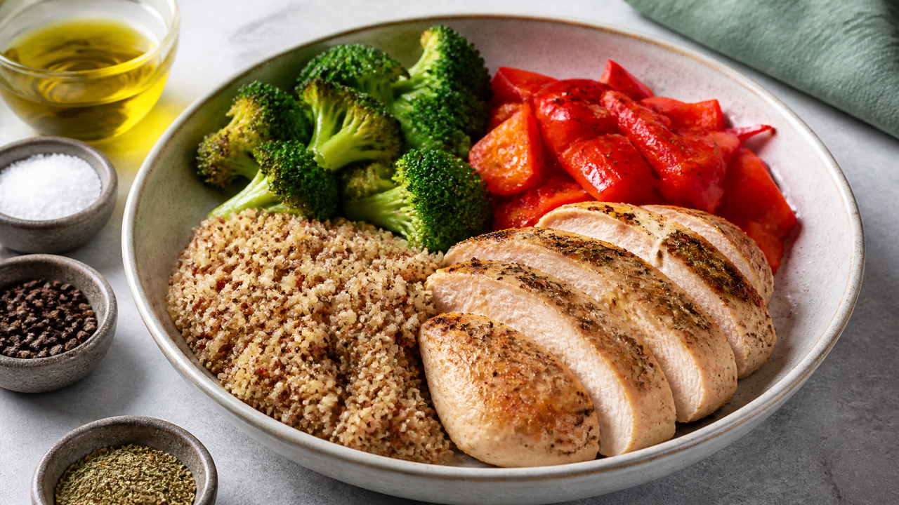 Ofen-gebackenes Hühnchen und Quinoa Schüssel
