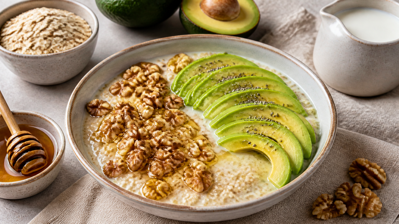 Proteinreicher Avocado- und Haferbrei
