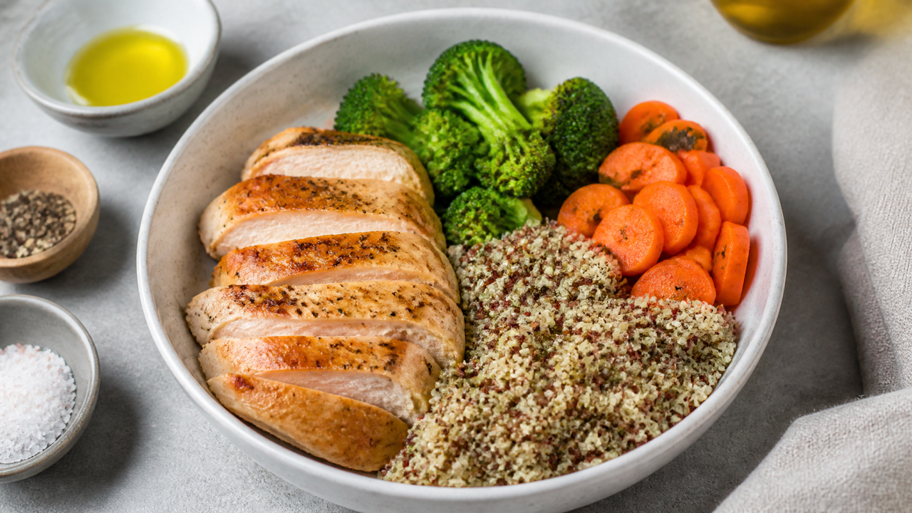 Gebackene Hähnchen-Quinoa-Schüssel
