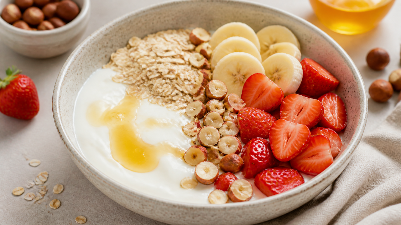 Proteinreicher Joghurt- und Obstbecher