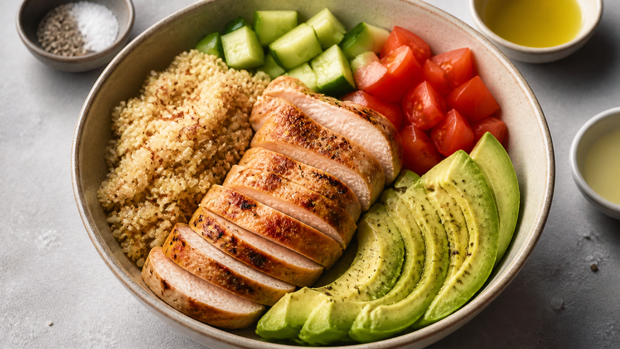 Hühnchen-Quinoa-Salat mit Avocado