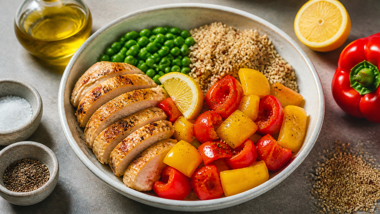 Paprika-Hühnchen-Quinoa-Schüssel