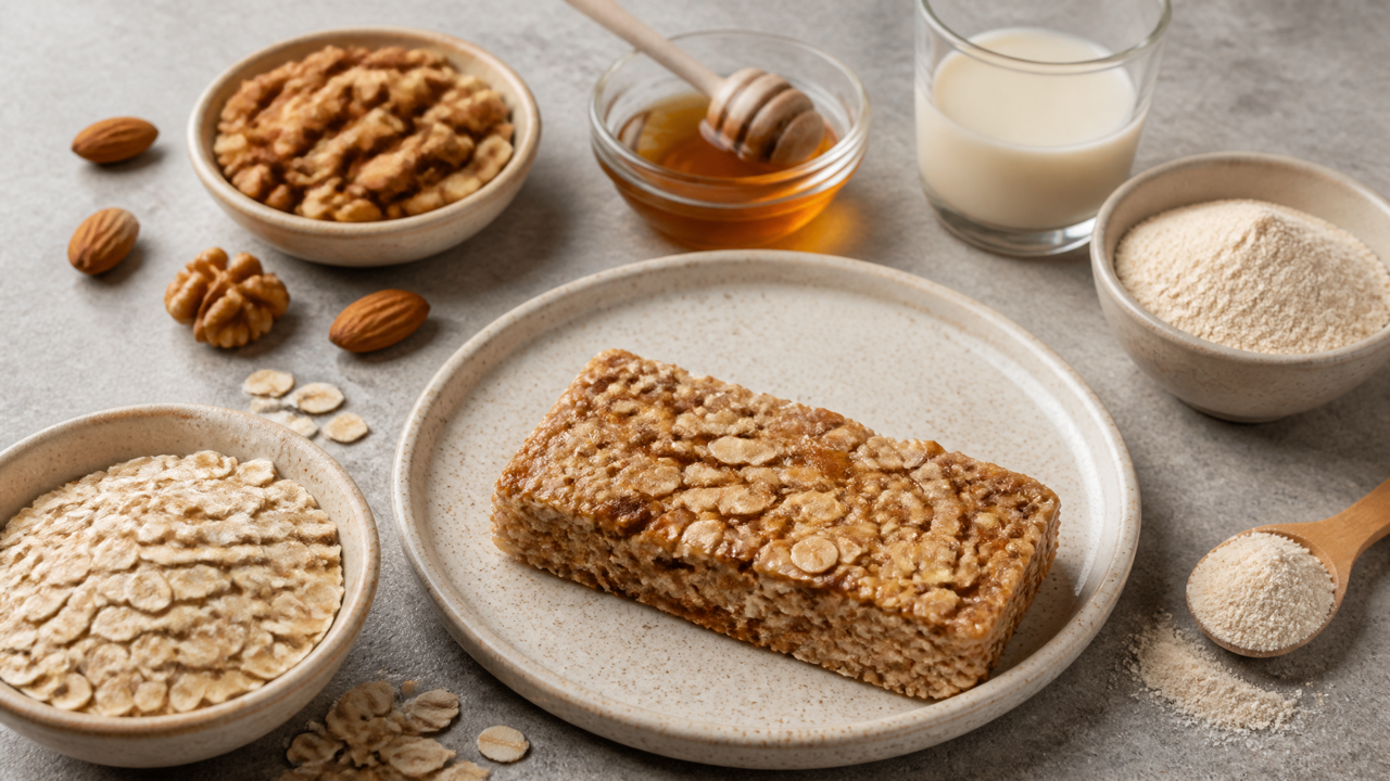 Hohe Protein Nuss- und Hafer-Energiebar