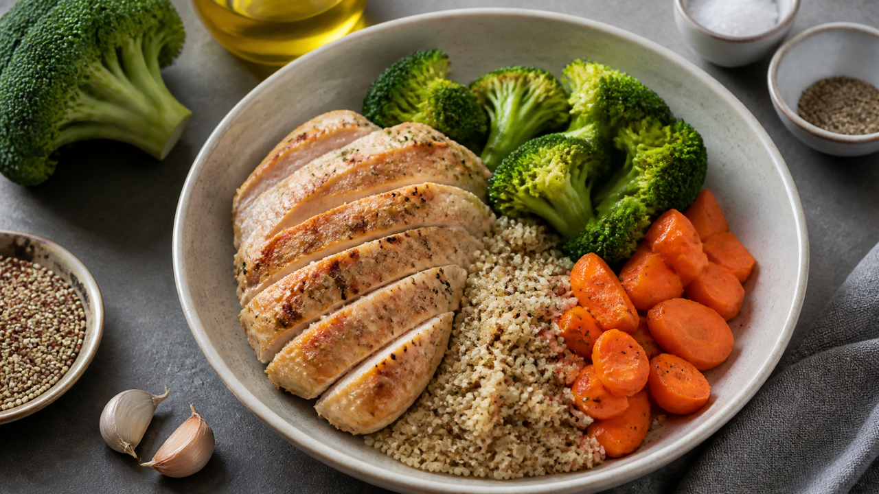 Knoblauchhühnchen mit Quinoa