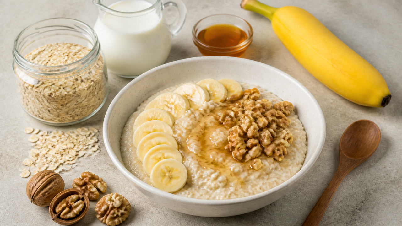 Hoher Protein-Bananen-Haferbrei