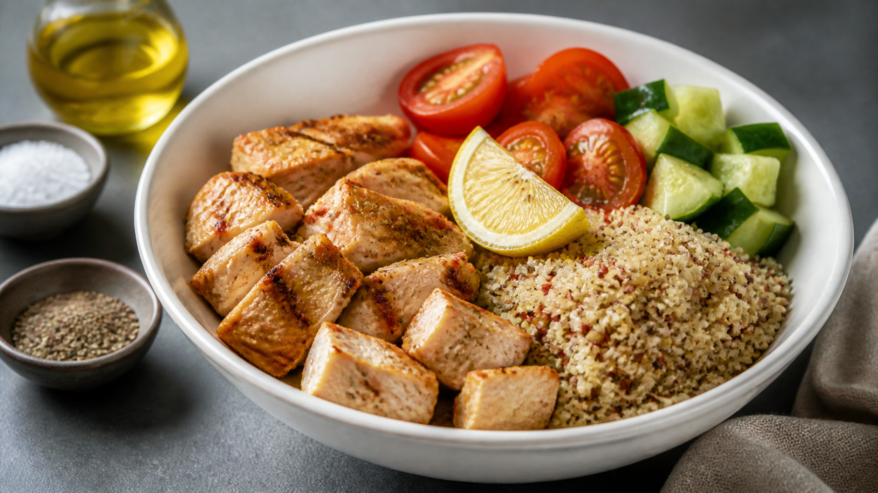 Würziges Hühnchen und Quinoa-Salat