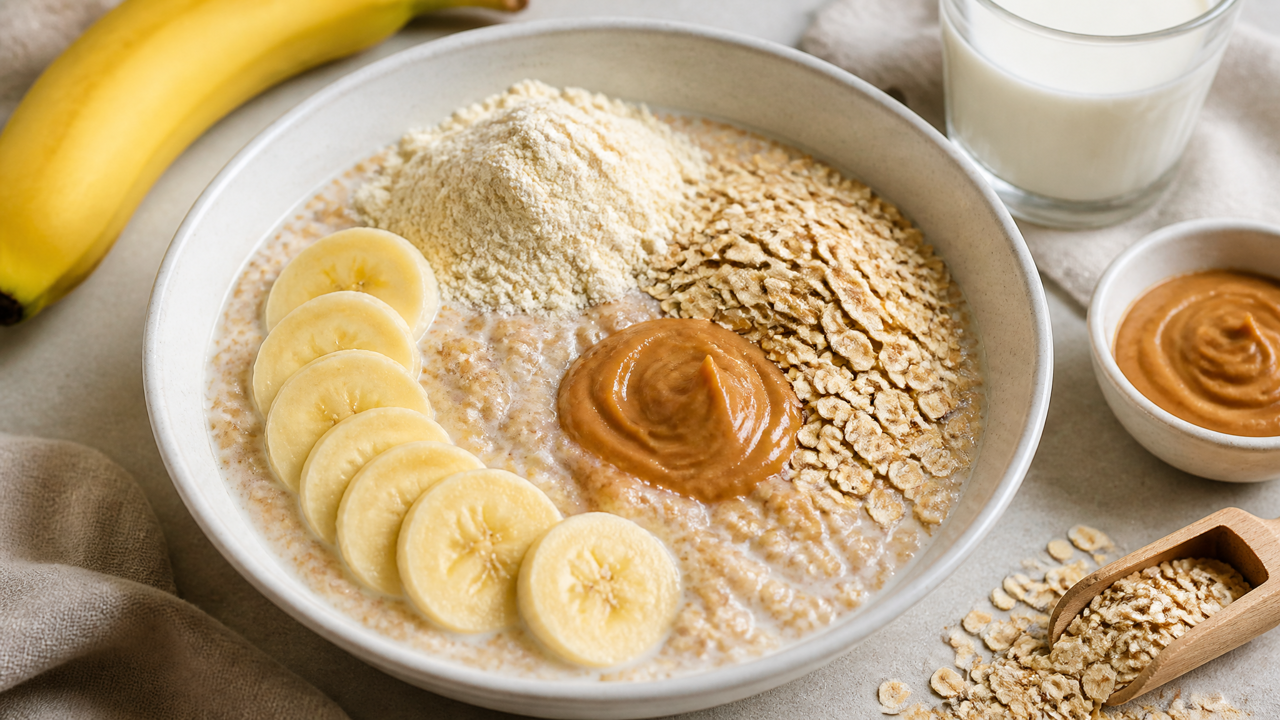 Hoher Protein Hafer-Bananen-Mix