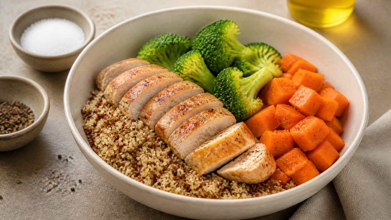 Proteinreiche Hähnchen-Quinoa-Schalen