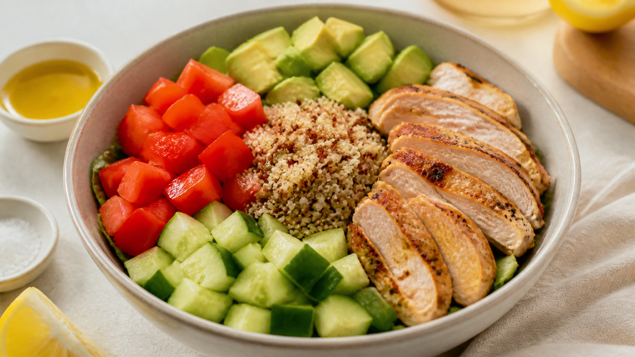 Reiche Quinoa- und Hähnchen-Salat