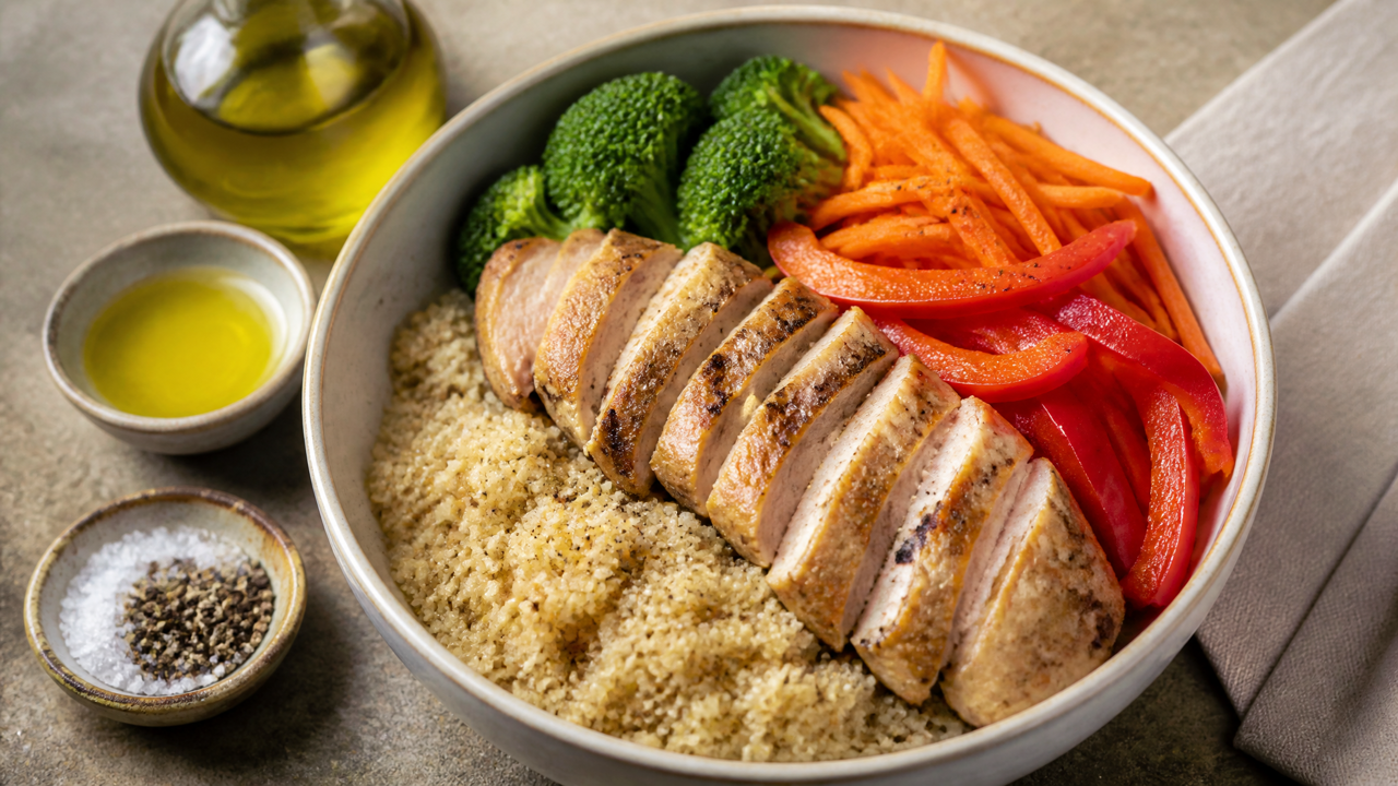 Gemüse- und Hühnchen-Quinoa-Schale