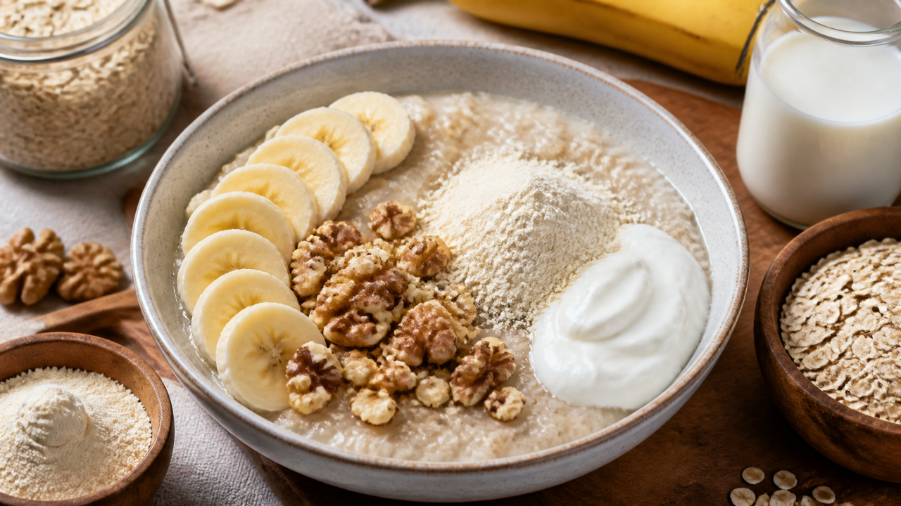 Nährstoffreiche Protein-Haferflocken-Schale