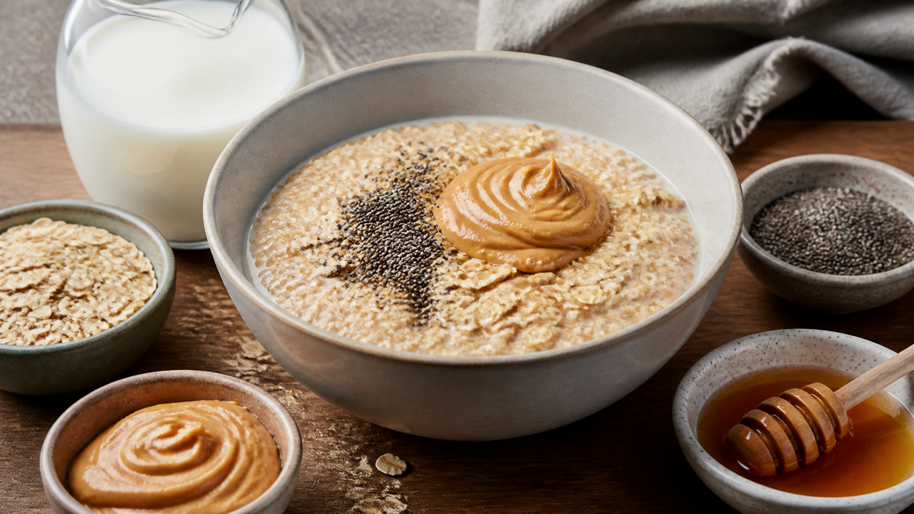 Hohe Protein Erdnussbutter und Hafer Mischung