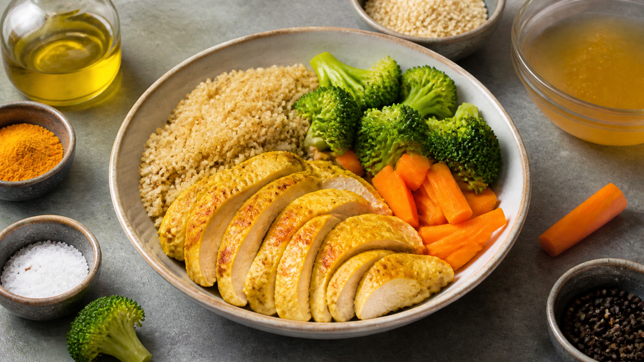 Kurkuma-Hähnchen und Quinoa-Schale