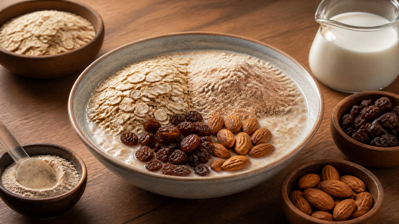 Hoher Protein-Hafer- und Trockenfrüchte-Mix