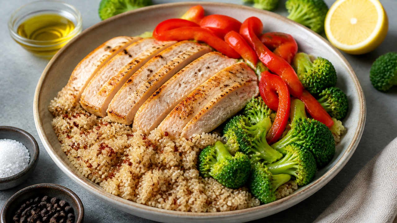 Proteinreicher Hähnchen-Quinoa-Mix