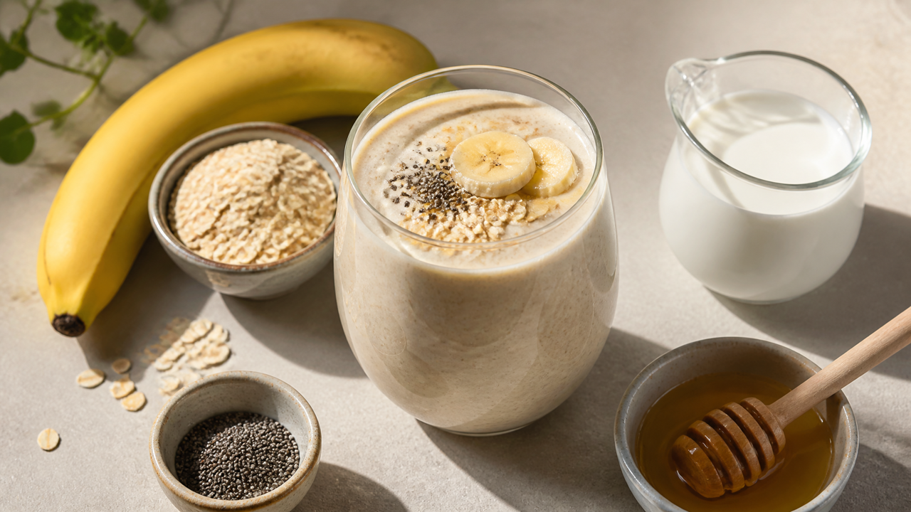 Ballaststoffreiche Hafer-Bananen-Smoothie