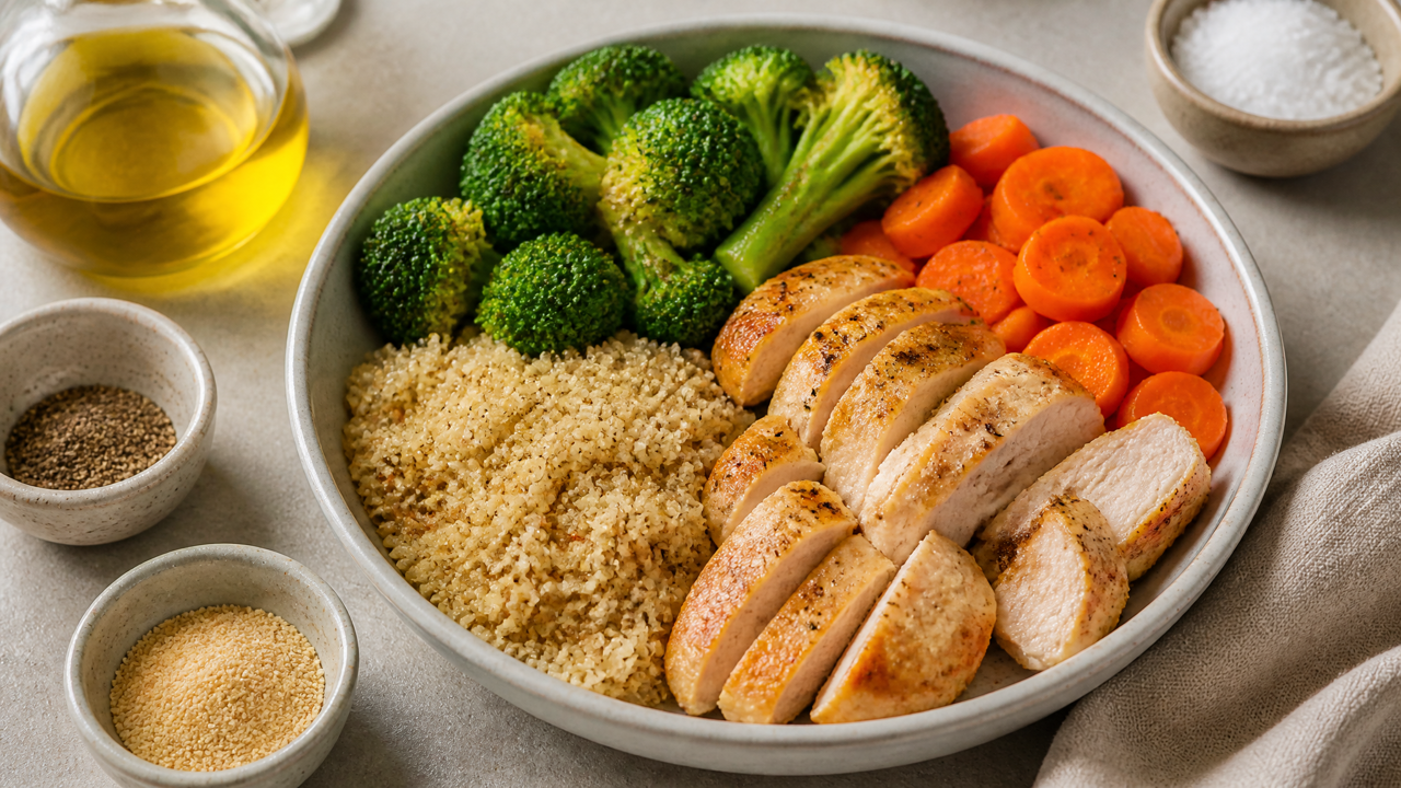 Geschmackvoller Hähnchen-Quinoa-Bowl