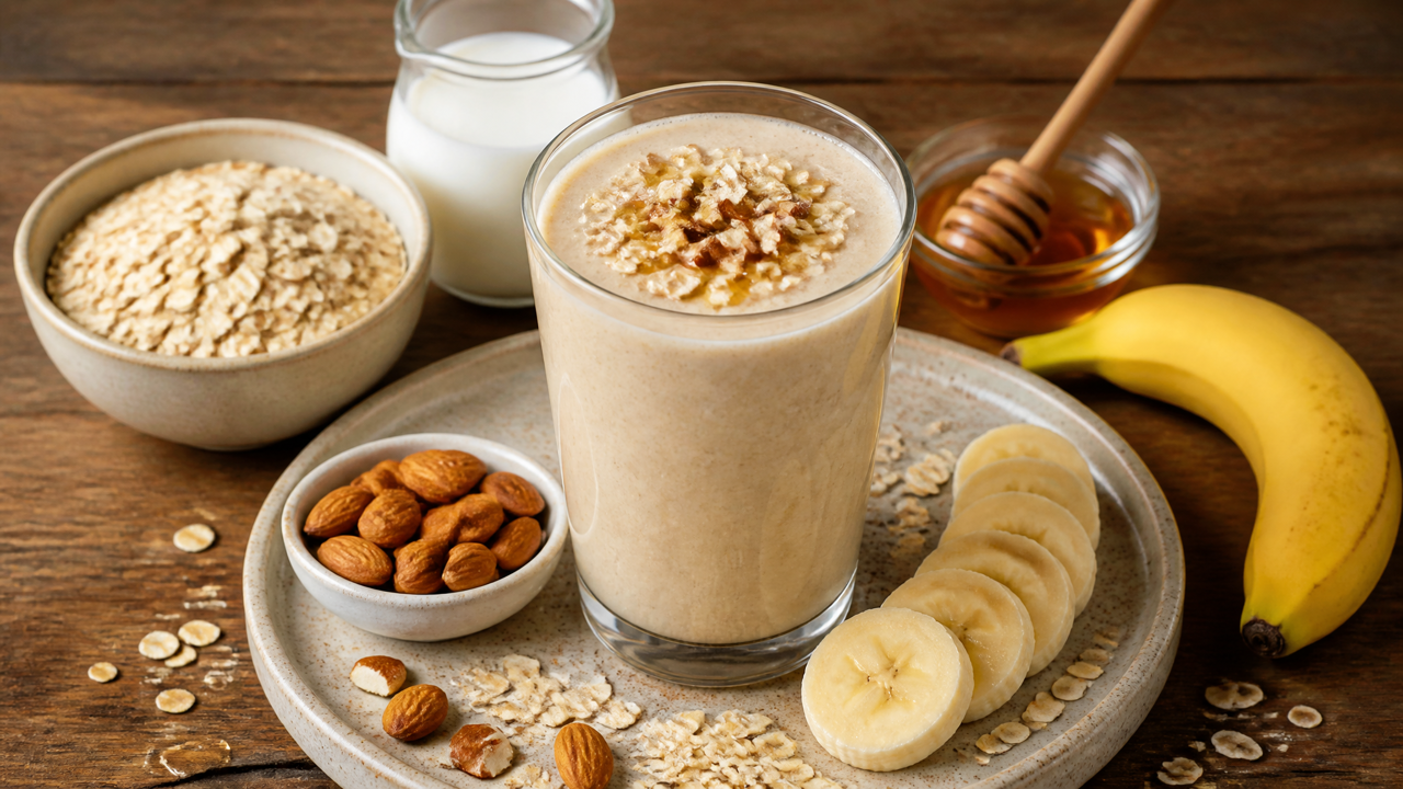 Energiegeladenes Hafer- und Obst-Smoothie