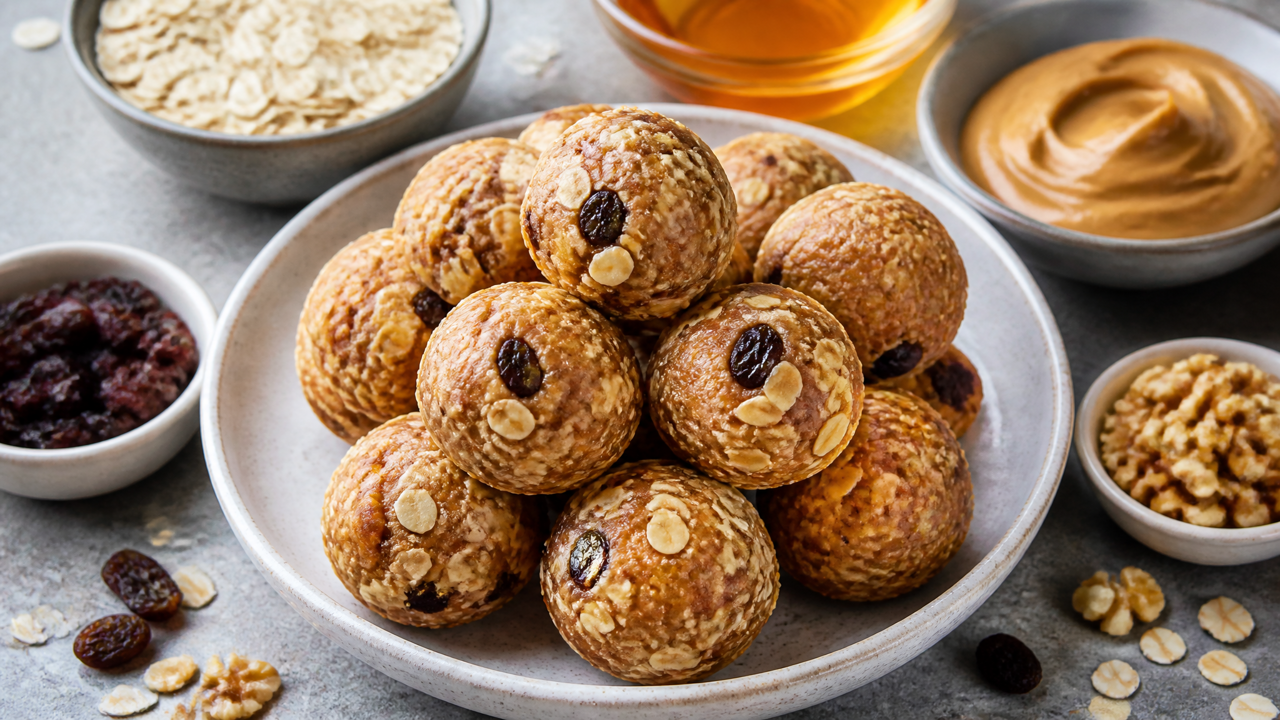 Hohe Protein Erdnuss Haferbällchen