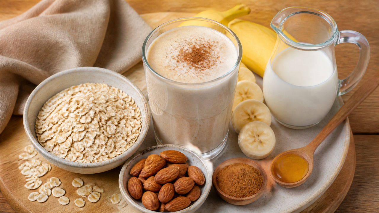 Energiegeladenes Hafer- und Mandel-Smoothie